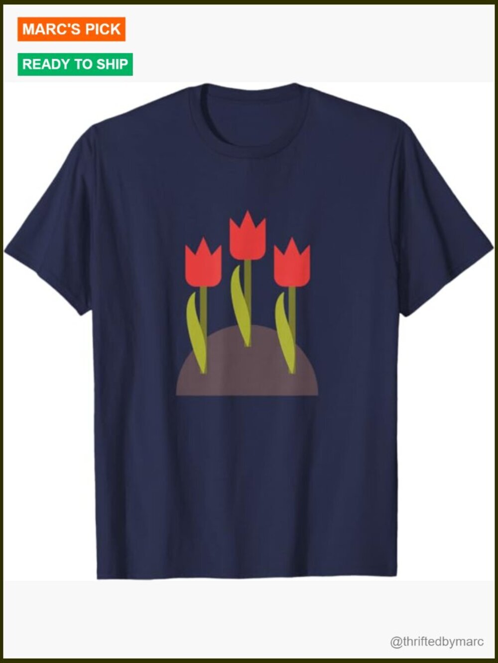 Tulip Flower Print T-Shirt, Cotton, Short Sleeve, Classic Fit